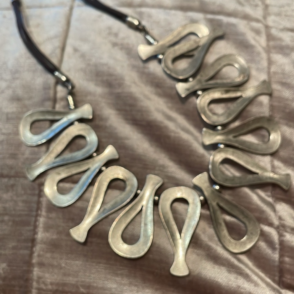 Vintage Silver Openwork Necklace with Teardrop Design 18-20” Ottoman Statement